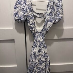 Revolve Elegant Blue Floral Dress